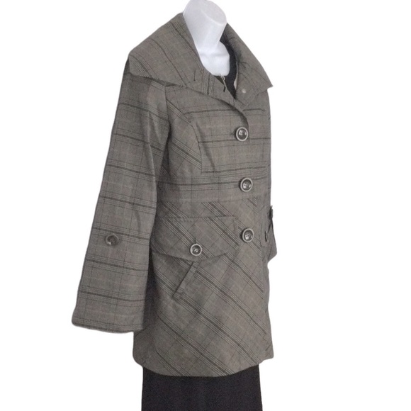 Kenneth Cole New York Plaid Trench Coat Sz S - Picture 4 of 12